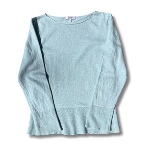 Bartolini Baby Blue Women’s Wool Cashmere Silk Long Sleeve Crew Neck Sweater